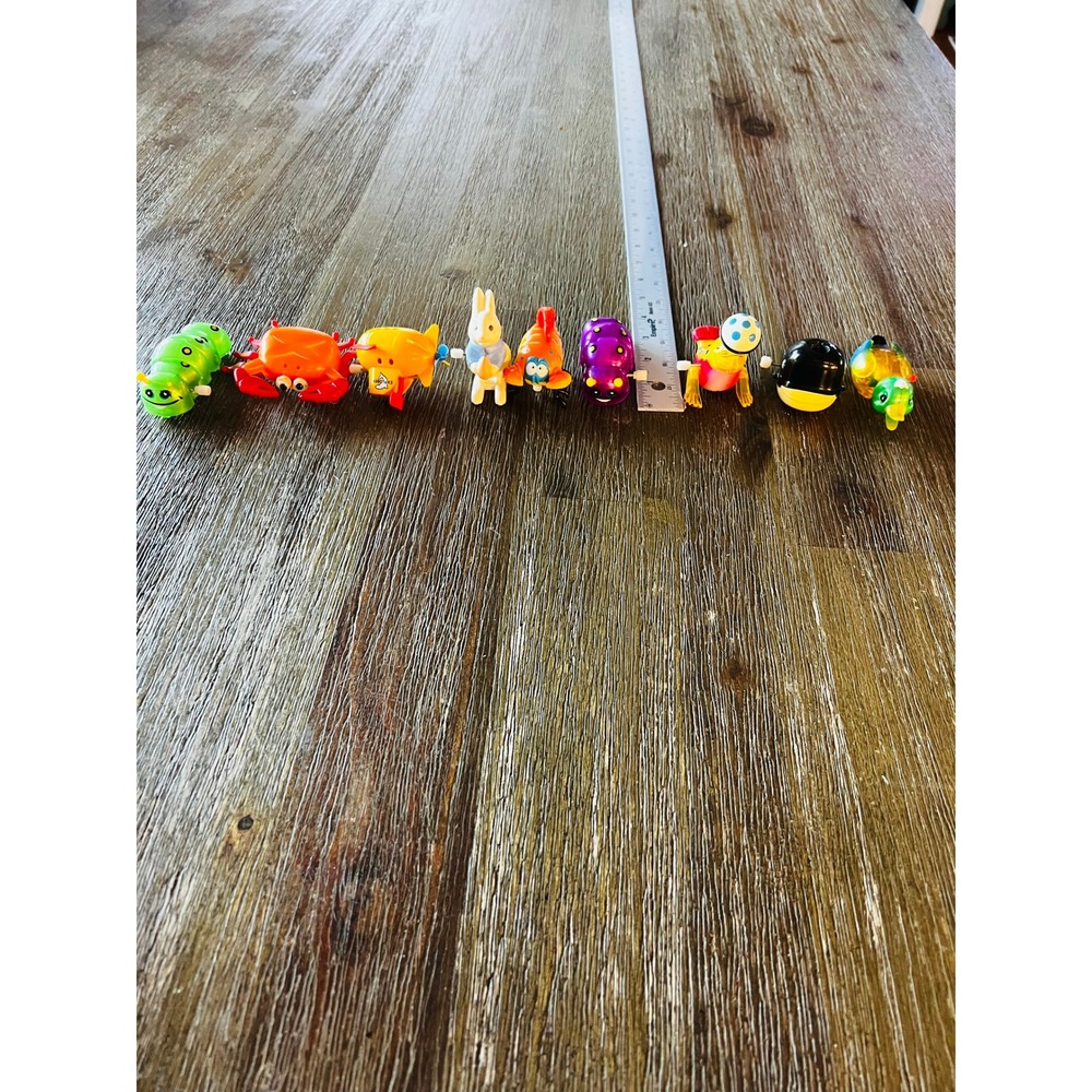 Vintage Wind Up Toy Lot 9pc Animals Submarine Crab Rabbit Duck Caterpillar Bug